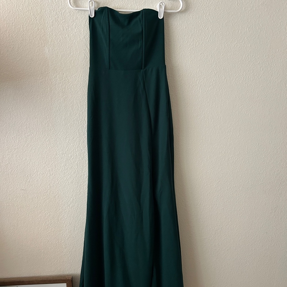 Strapless green maxi dress